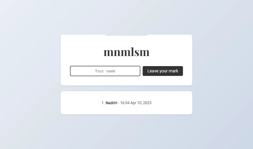 Screenshot of the mnmlsm challenge